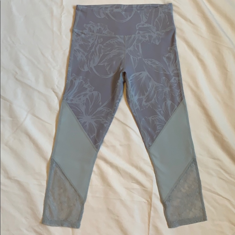 Lilac and Gray Patterned Exercise Capris